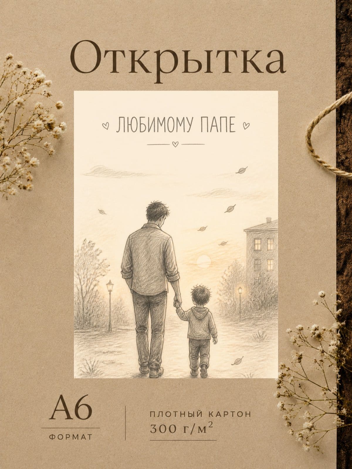 Открытка "ЛЮБИМОМУ ПАПЕ" плотный картон, 300г/м, 10,5 см x 14,8 см