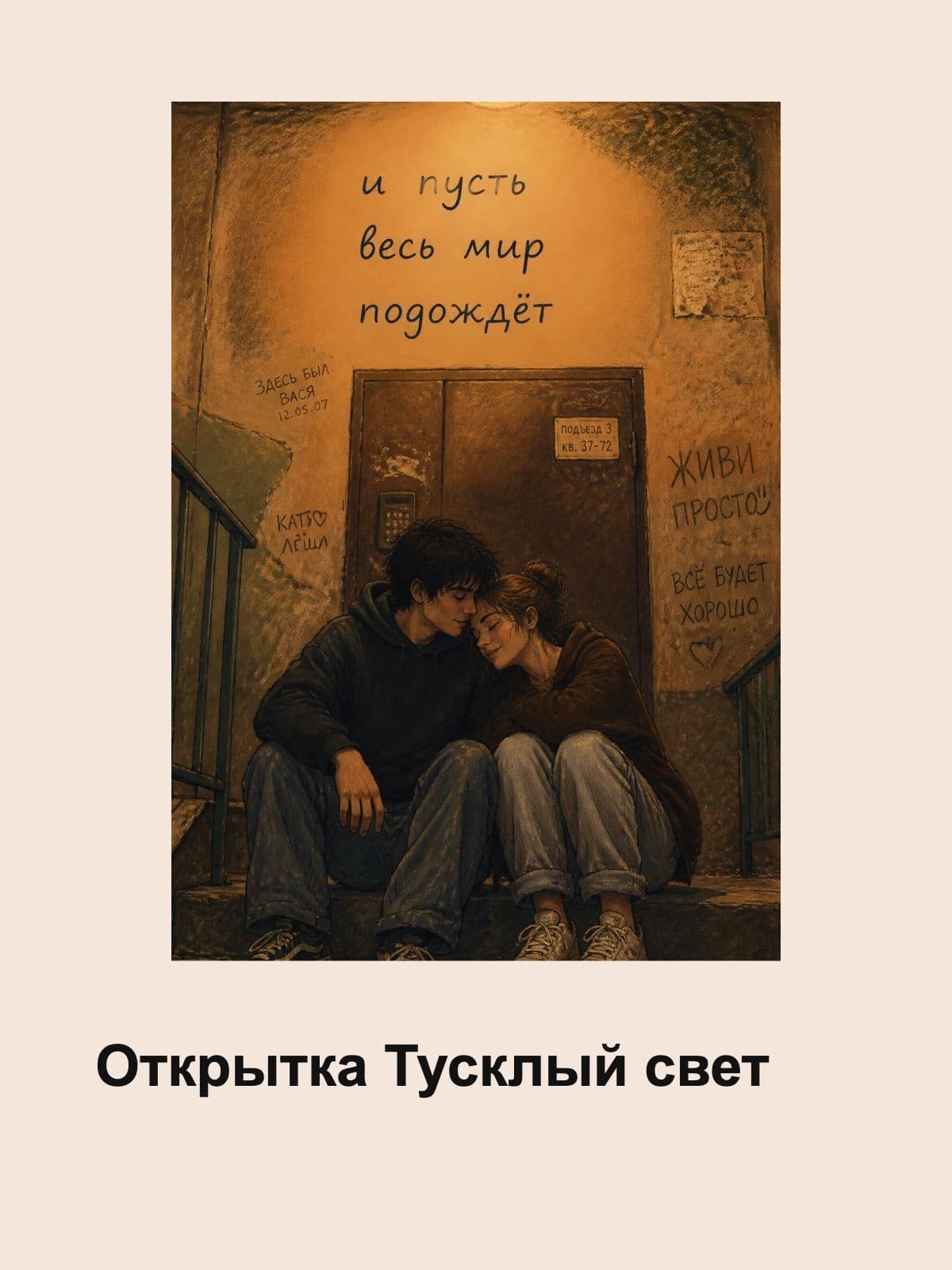 Открытка Тусклый свет "И пусть весь мир подождет" 10,5 см x 14,8 см