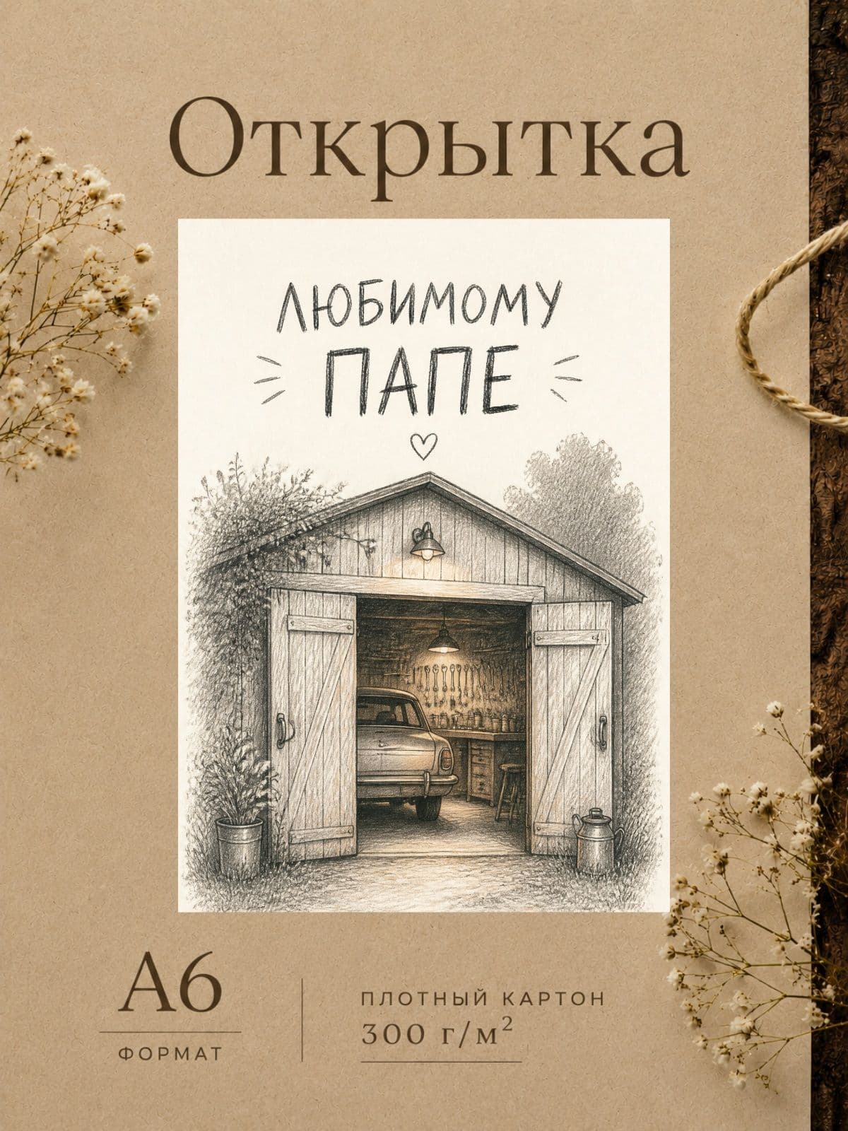 Открытка "ЛЮБИМОМУ ПАПЕ" плотный картон, 300м/г, 10,5 см x 14,8 см
