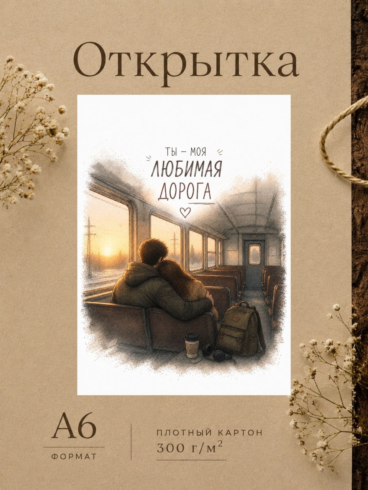 Открытка "Ты моя любимая дорога", картон, 10 см x 15 см, 1 шт.