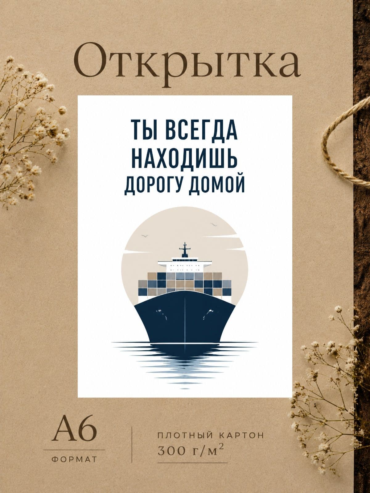 Открытка моряку "Ты всегда находишь дорогу домой" 10,5 см x 14,8 см